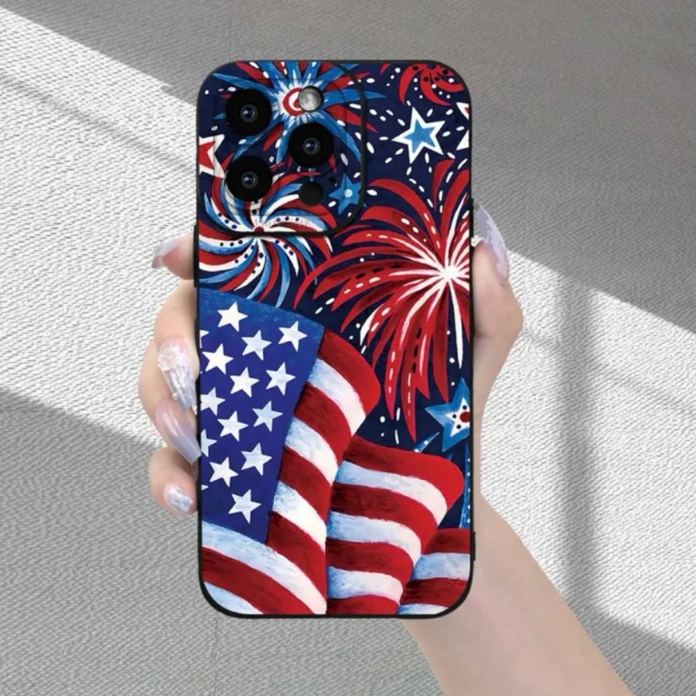 Apple iPhone Phone Case Fireworks Flags Shockproof TPU Case July 4